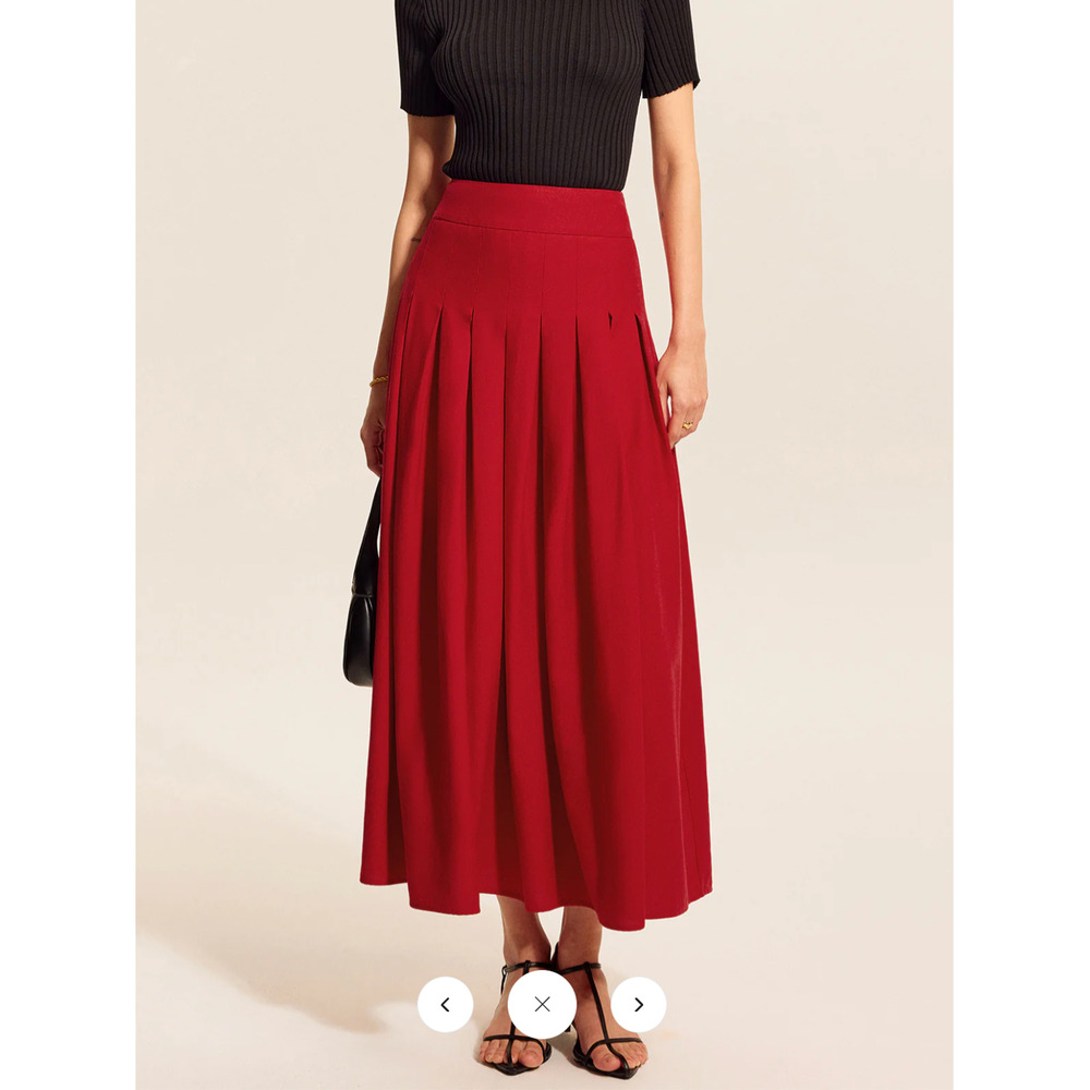 NWT commense Cotton & Linen Pleated Slit Skirt Sz M - Picture 5 of 6